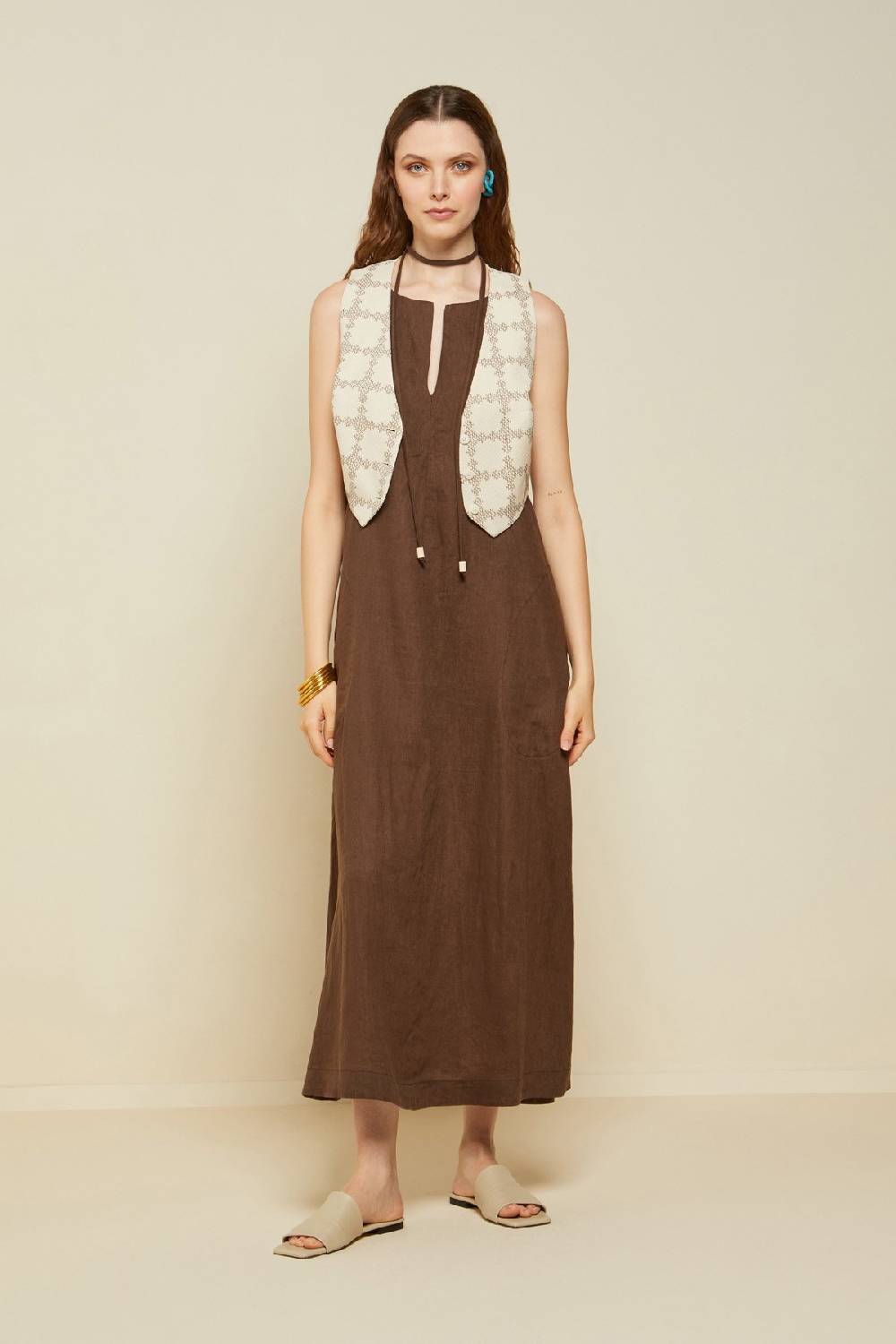 ottod'Ame Linen long dress with belt 2025