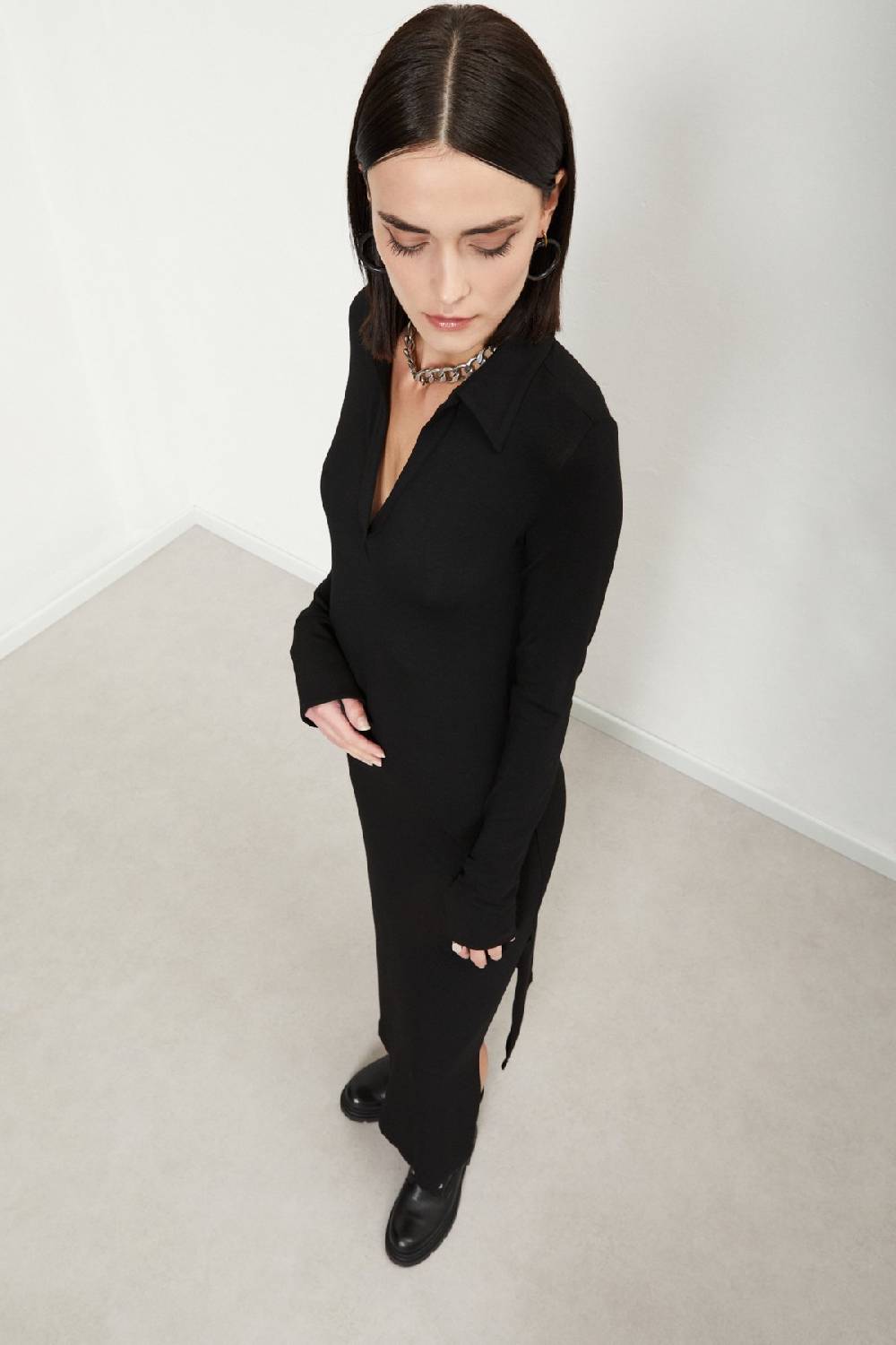 ottod'Ame Viscose long dress with slits Vendite Flash