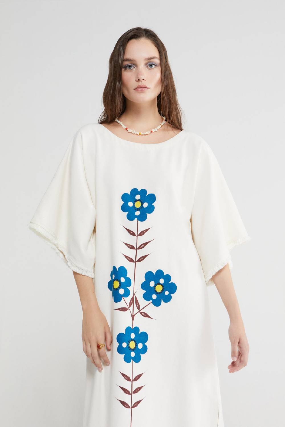 ottod'Ame Cotton kaftan long dress with embroideries Sconti VIP