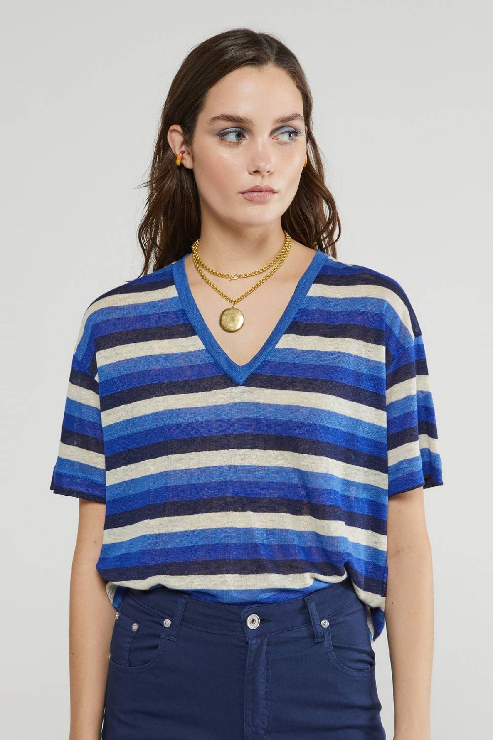 ottod'Ame Linen sweater with V neckline Negozi Online
