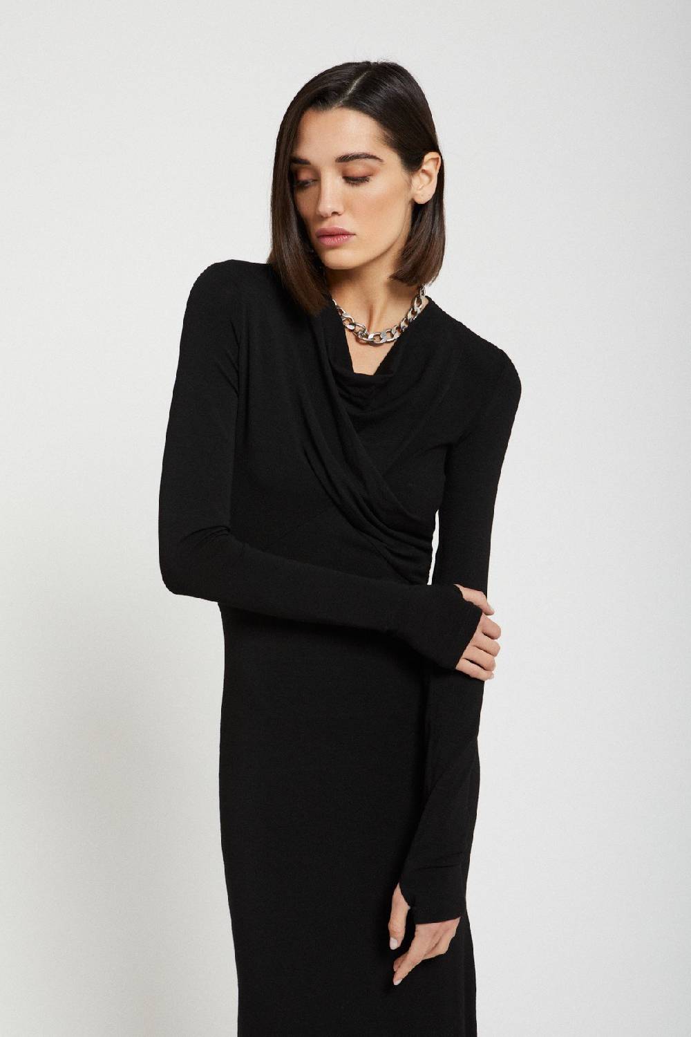 ottod'Ame Viscose long dress with pleats on the neck Fino Al -60%
