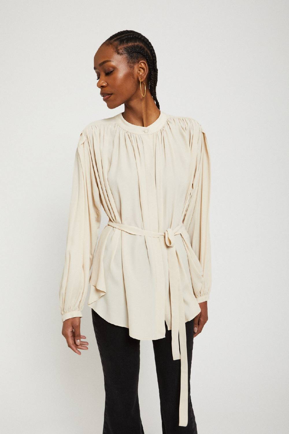 ottod'Ame Silk-blend draped blouse Prezzo Ridotto