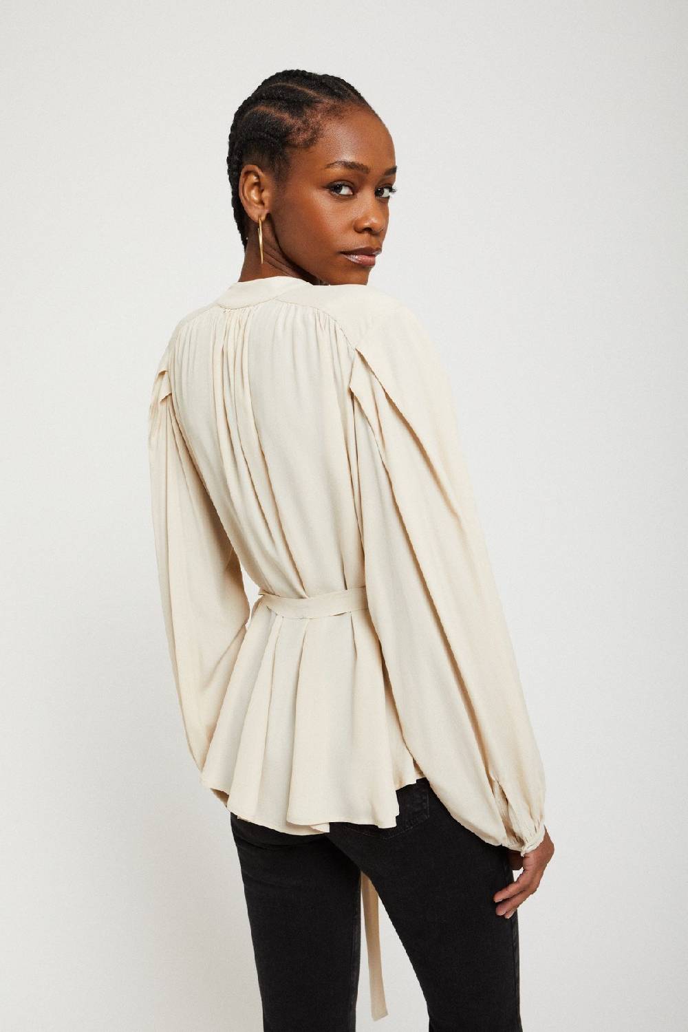 ottod'Ame Silk-blend draped blouse Prezzo Ridotto
