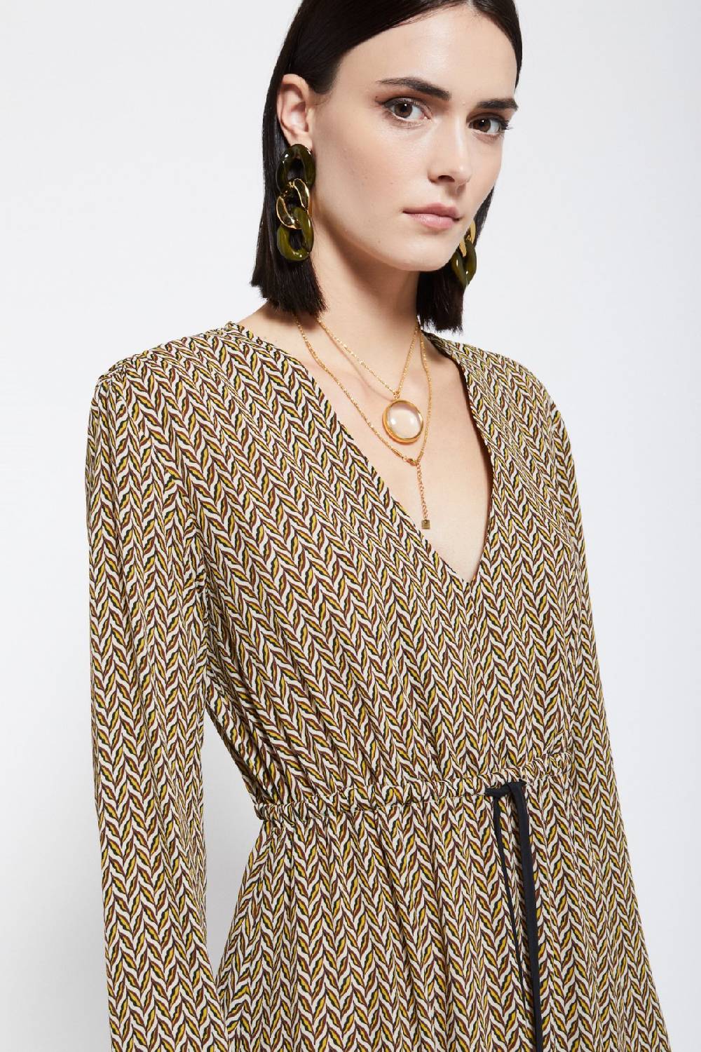 ottod'Ame Viscose midi dress with drawstring Economico