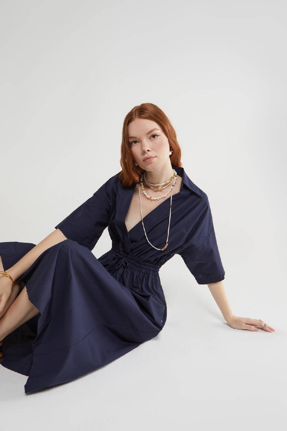 ottod'Ame Poplin midi dress with drawstring Convenienza