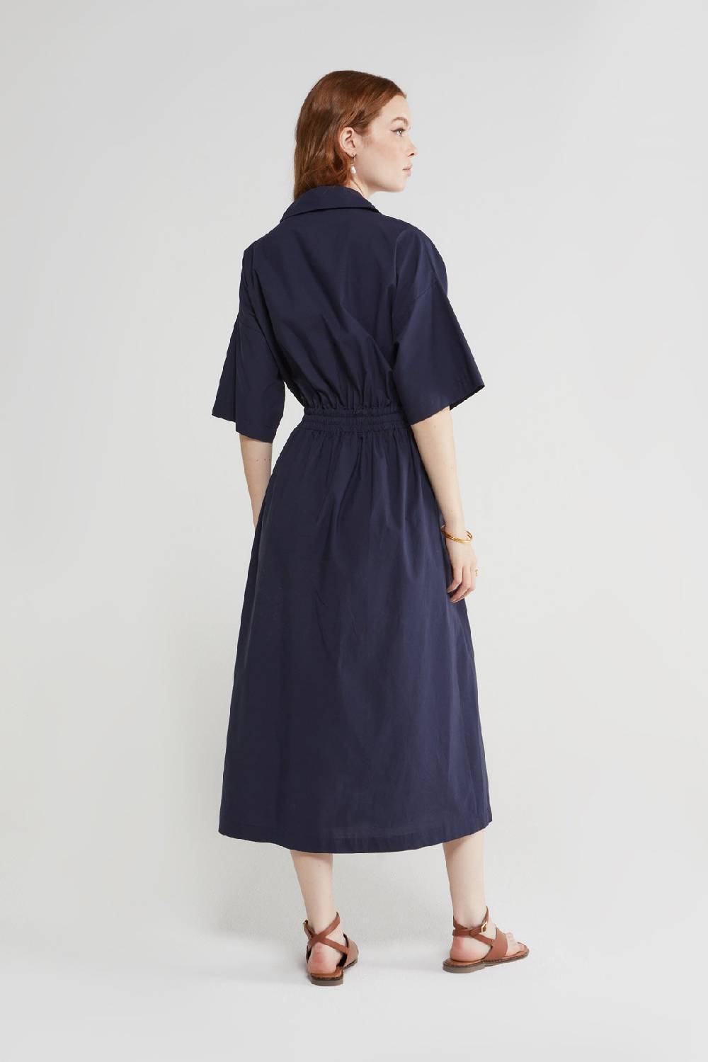 ottod'Ame Poplin midi dress with drawstring Convenienza