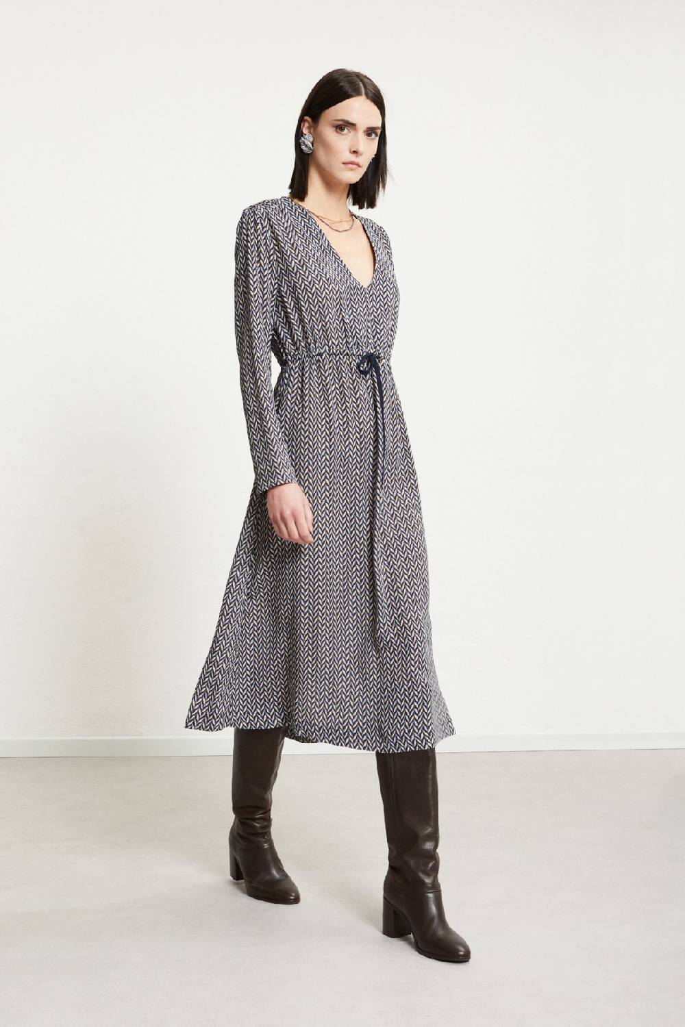 ottod'Ame Viscose midi dress with drawstring In Vendita
