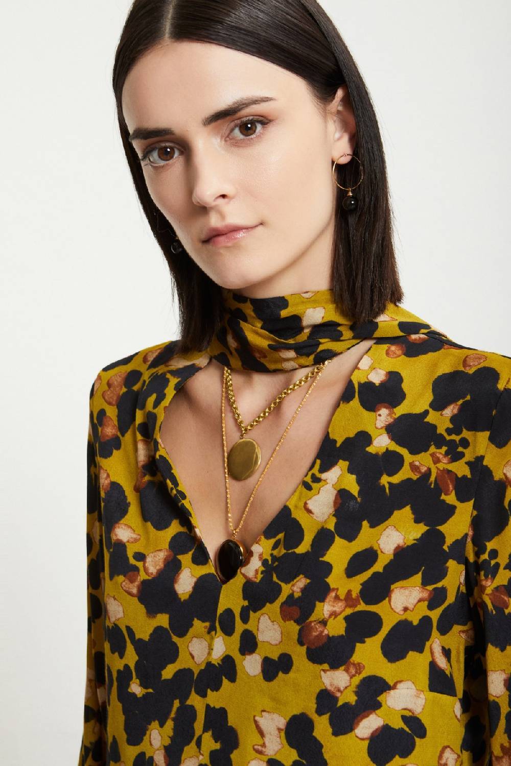 ottod'Ame Viscose short dress with scarf neck Moda