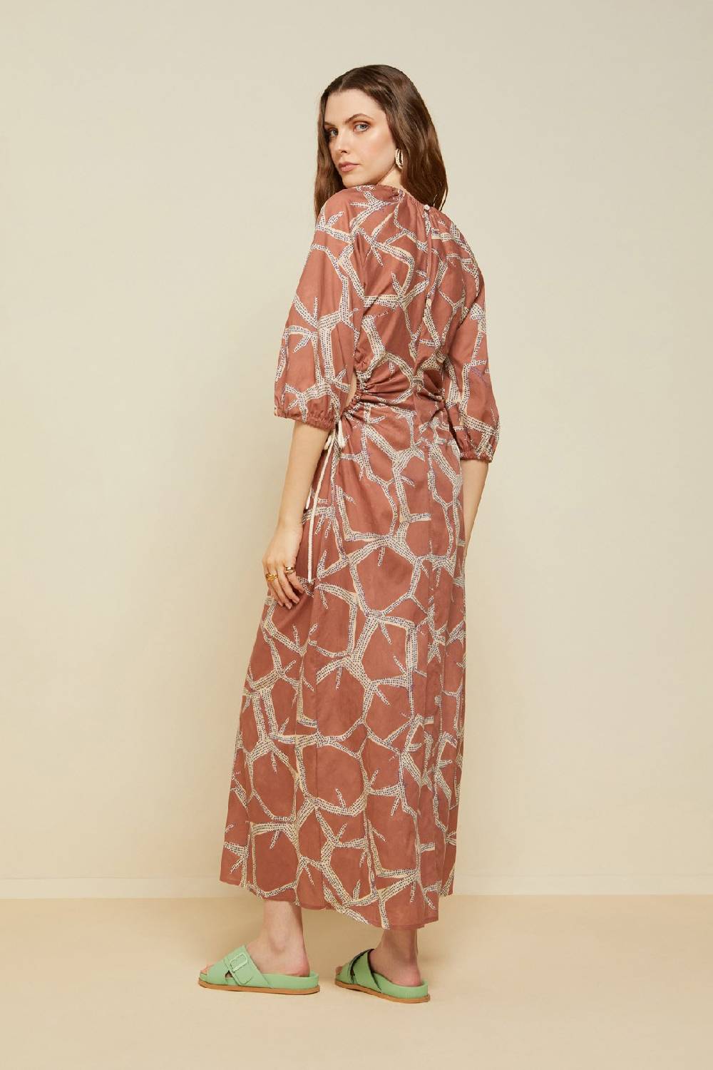 ottod'Ame Printed cotton long dress with porthole 2025
