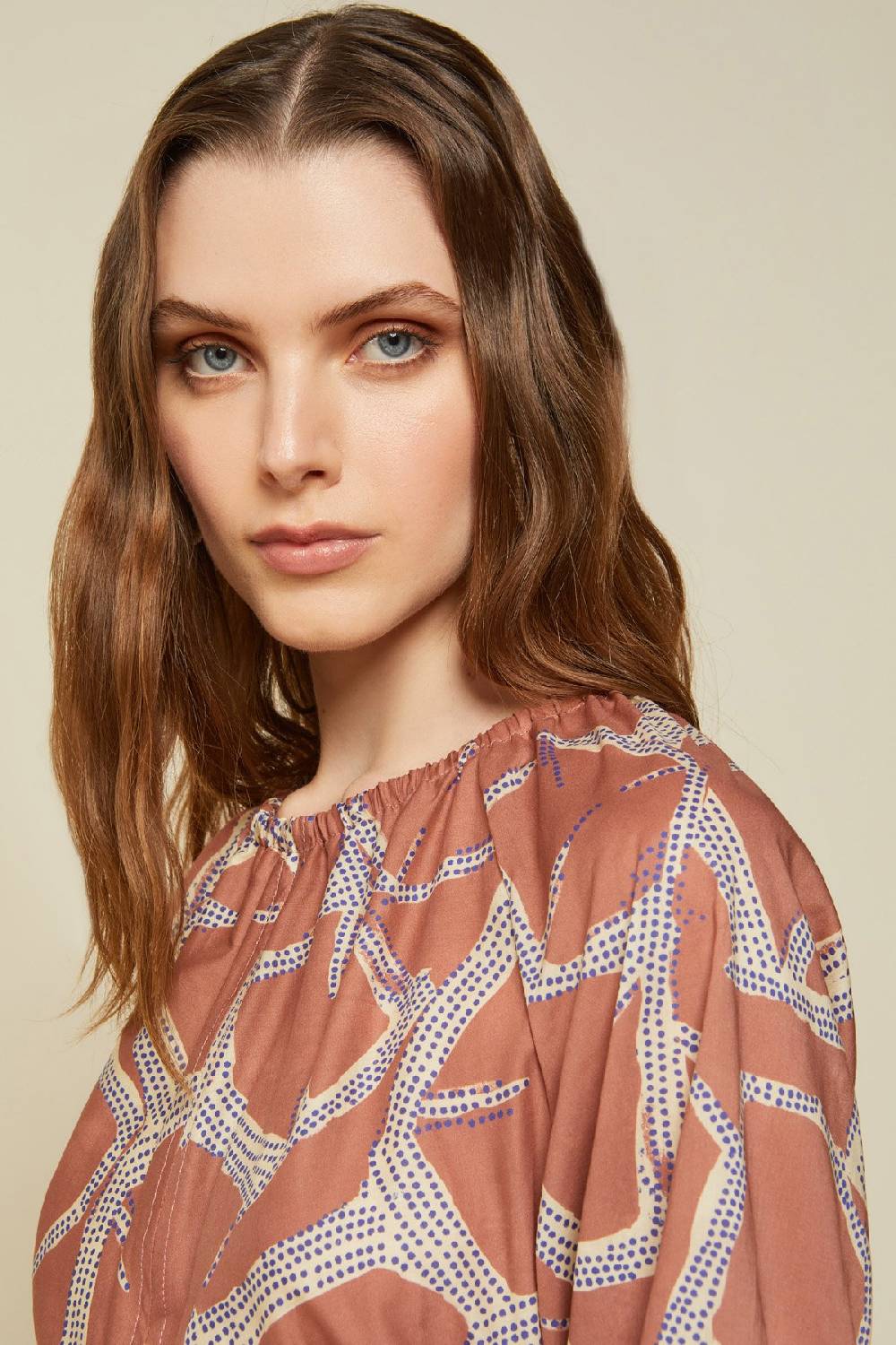 ottod'Ame Printed cotton long dress with porthole 2025