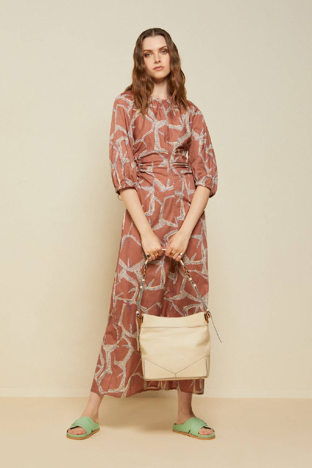ottod'Ame Printed cotton long dress with porthole 2025