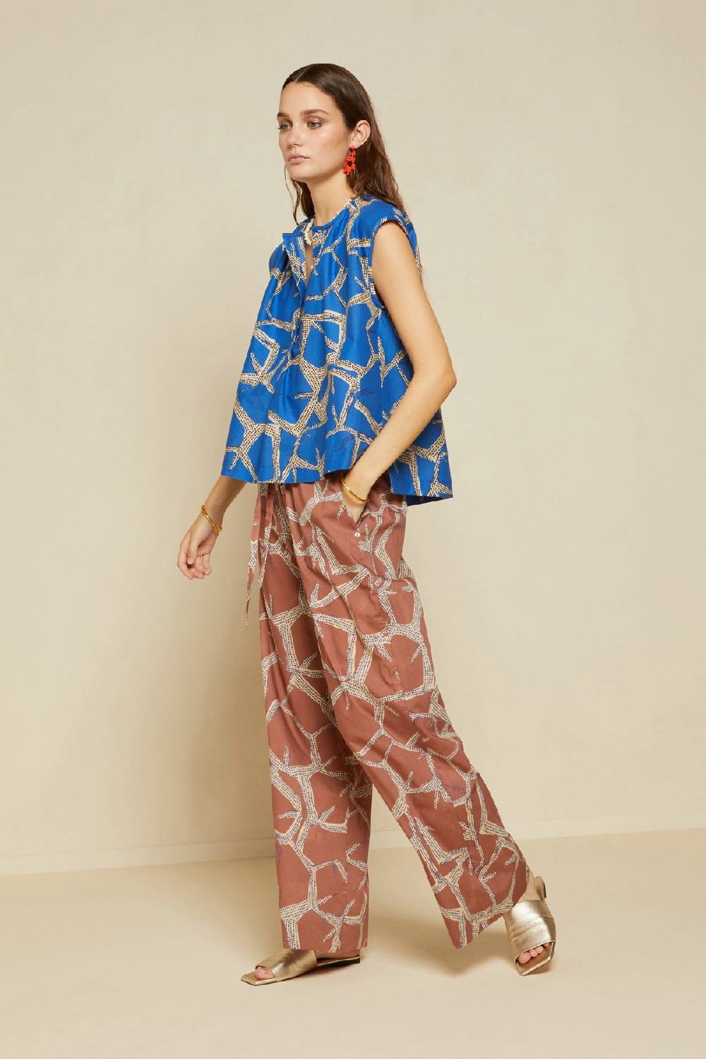ottod'Ame Printed cotton palazzo trousers In Linea