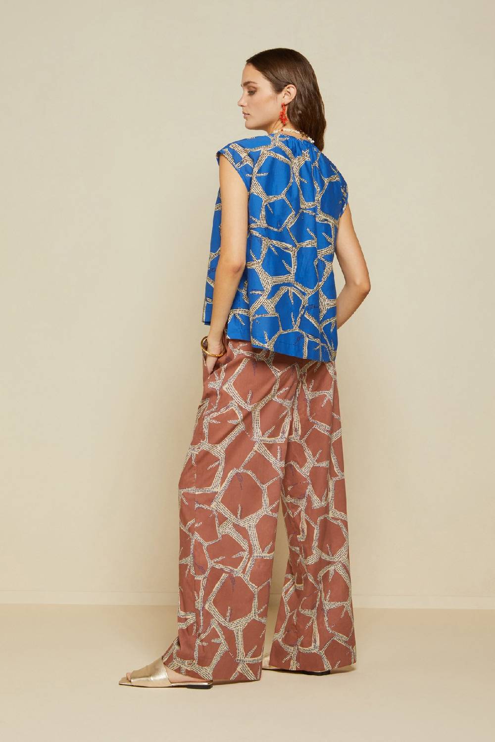 ottod'Ame Printed cotton palazzo trousers In Linea