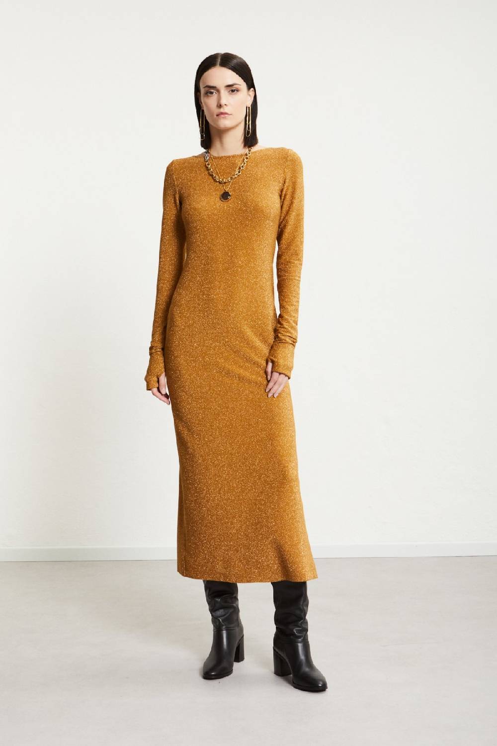 ottod'Ame Viscose long dress with lurex Sottocosto