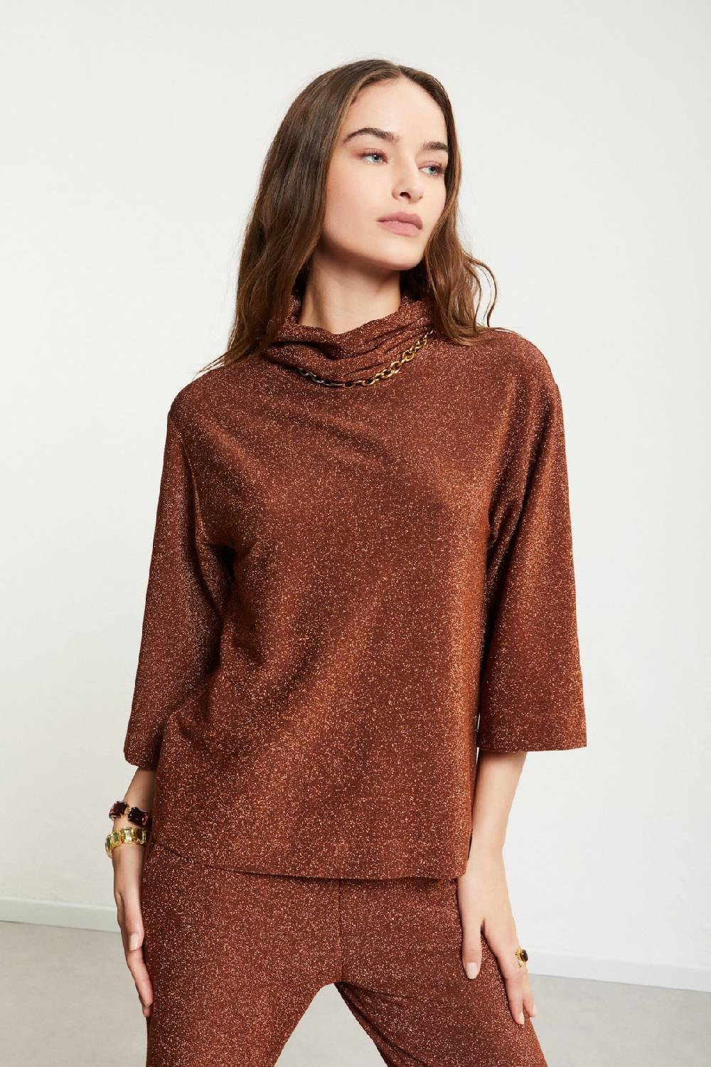ottod'Ame Viscose blouse with lurex and flared sleeves Offerta