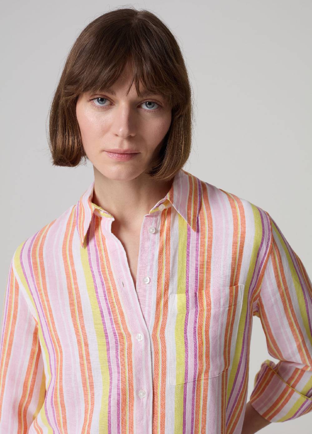 Ovs Camicia in lino e viscosa a righe multicolor Promozione Limitata
