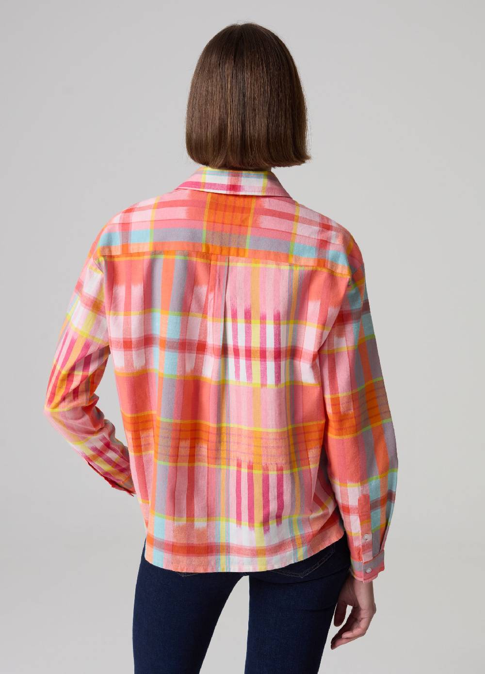 Ovs Camicia in cotone e lino fantasia check Fino Al -60%