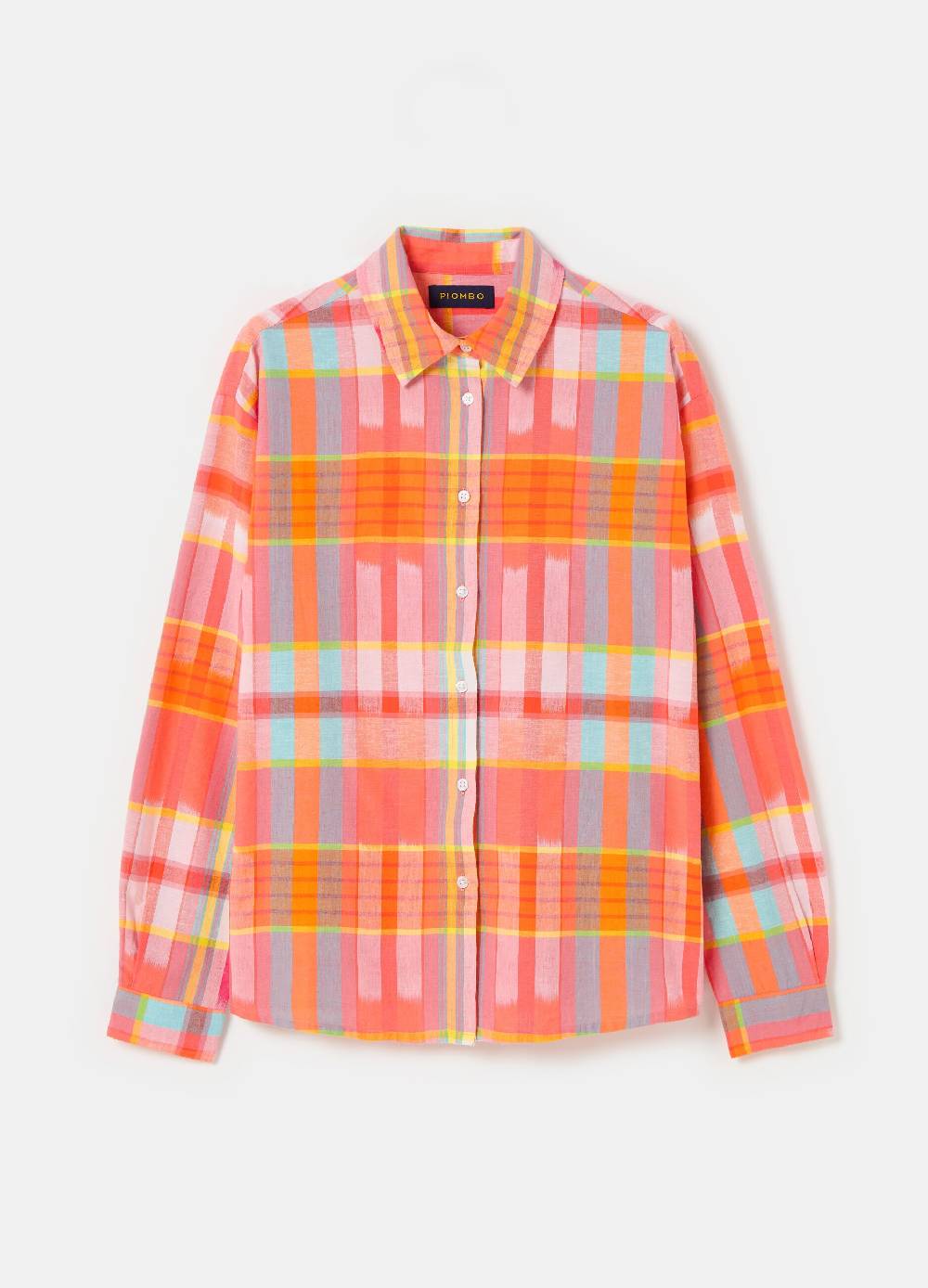 Ovs Camicia in cotone e lino fantasia check Fino Al -60%
