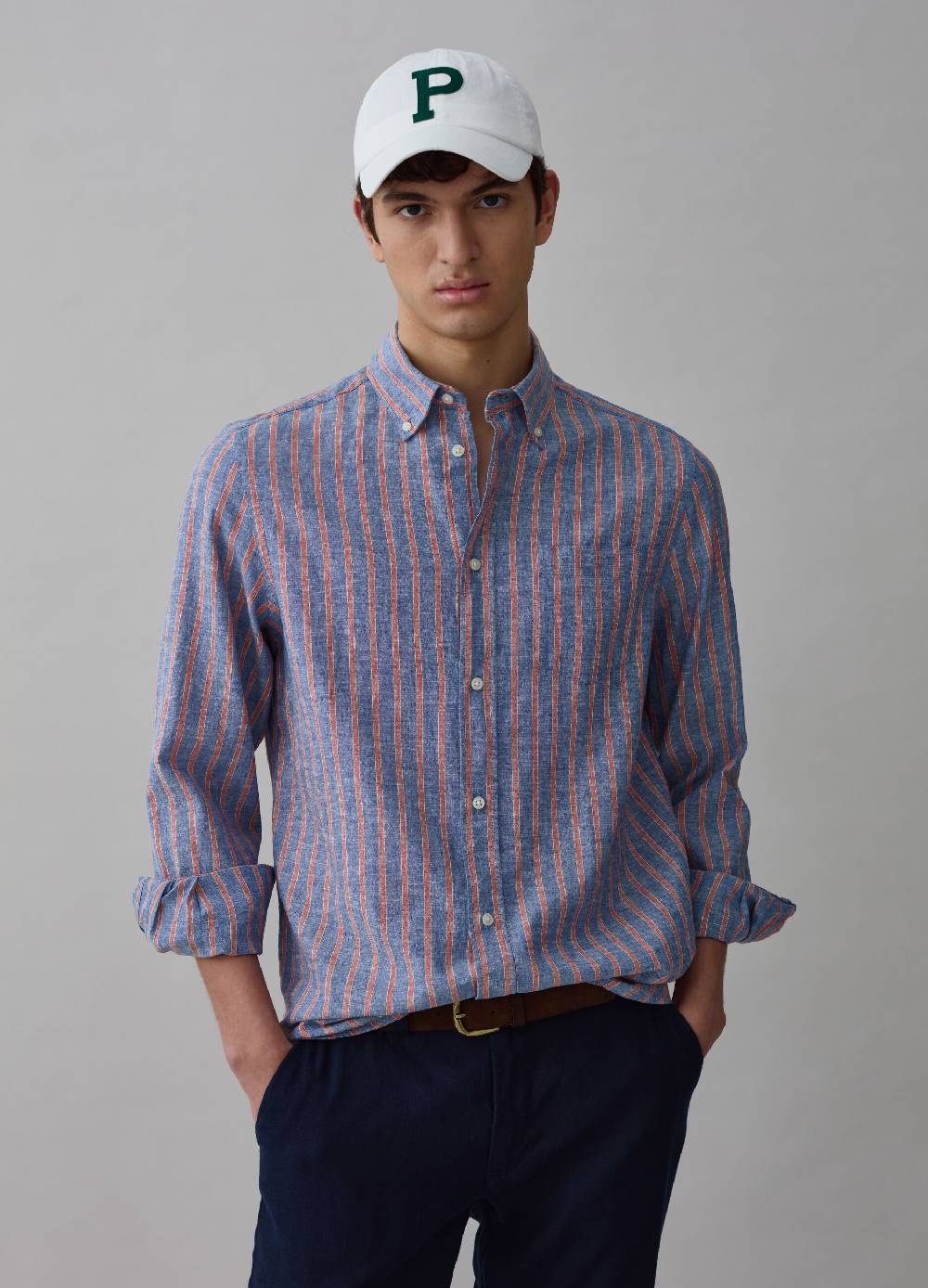 Ovs Camicia in lino e cotone a righe Saldi