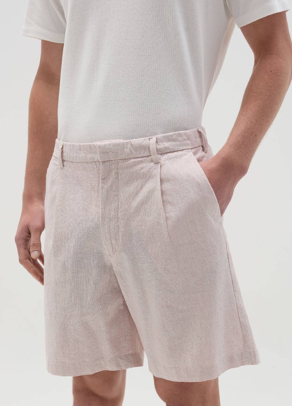 Ovs Bermuda chino in cotone e lino con pinces Vendita Calda