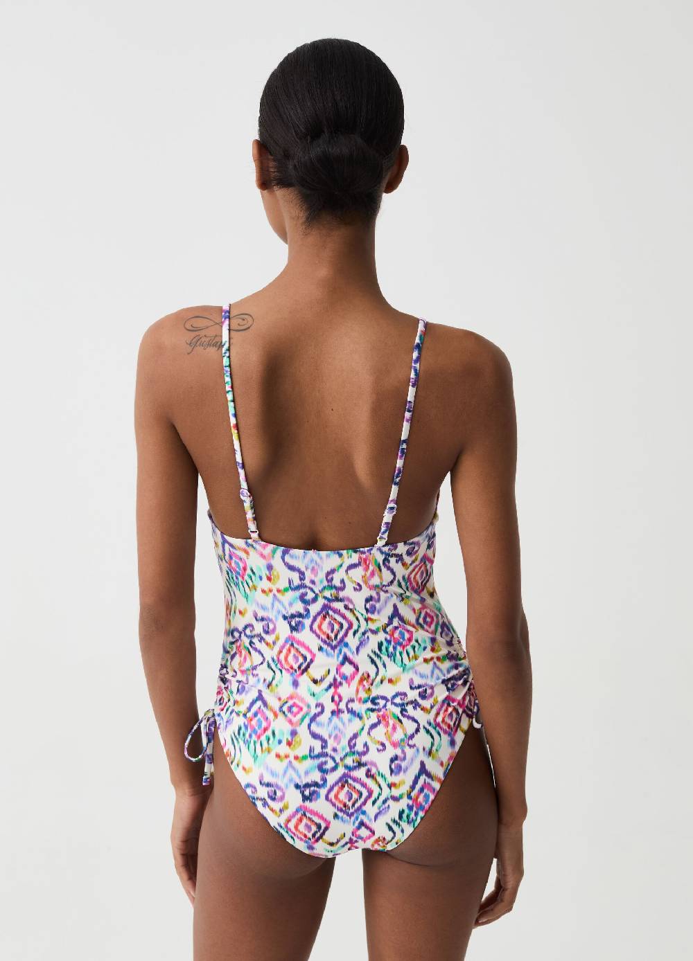 Ovs Costume intero con coulisse stampa ikat Nuova