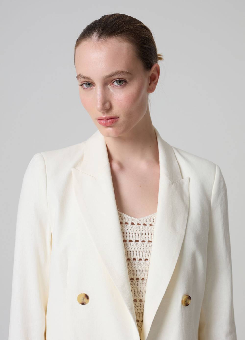 Ovs Blazer doppiopetto in lino e viscosa Vendita