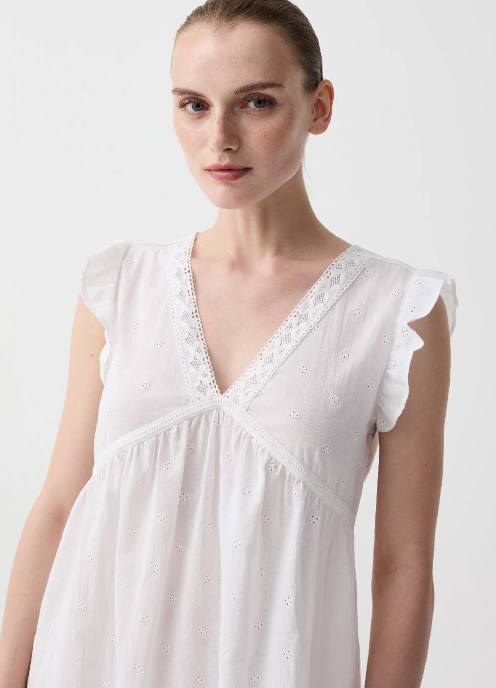 Ovs Camicia da notte in sangallo con volant Prezzo Ridotto