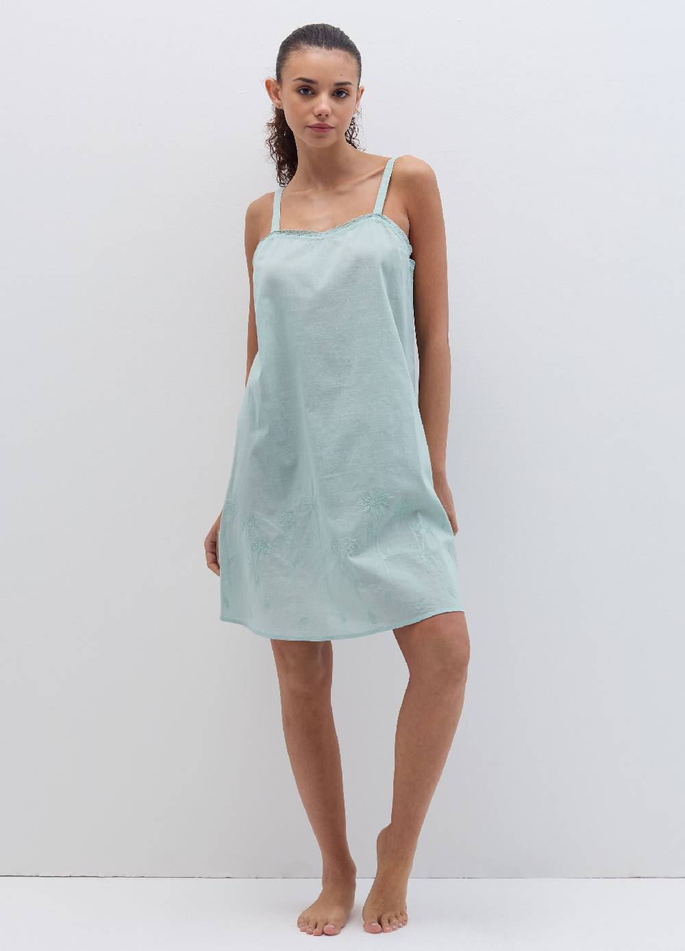 Ovs Camicia da notte in cotone con ricamo Sottocosto