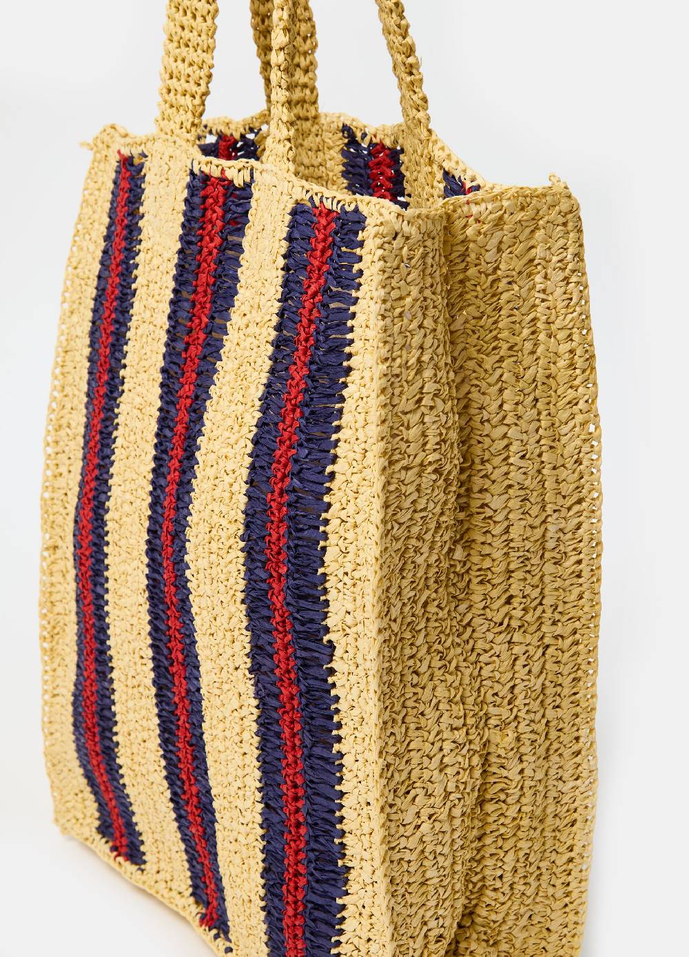 Ovs Tote bag in rafia a righe Sconto