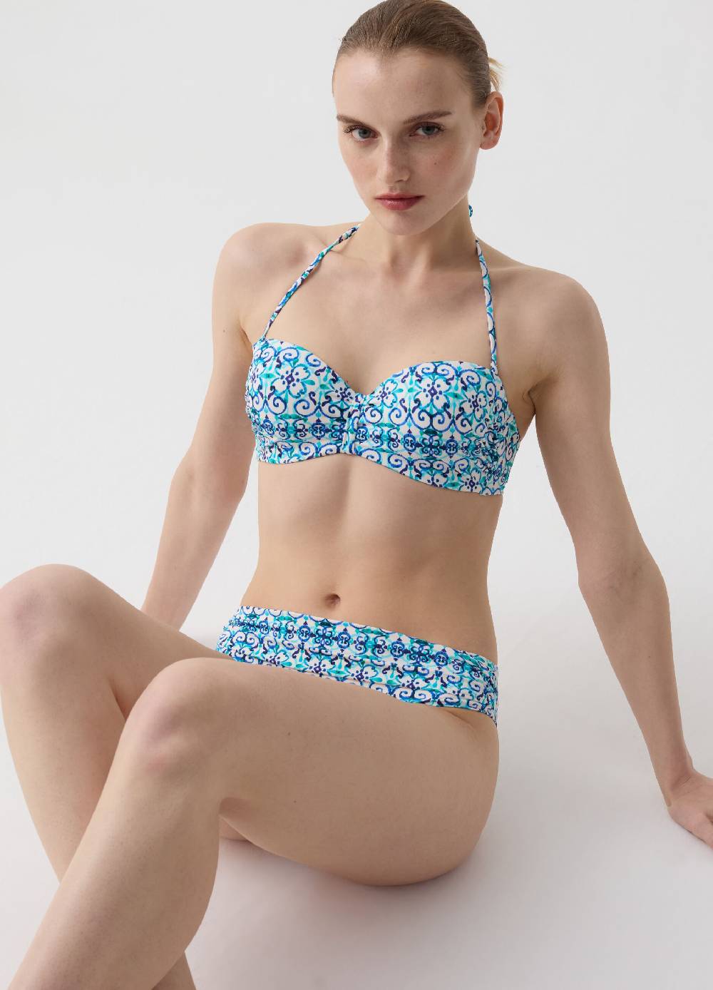 Ovs Top bikini a fascia stampa maiolica Nuovo