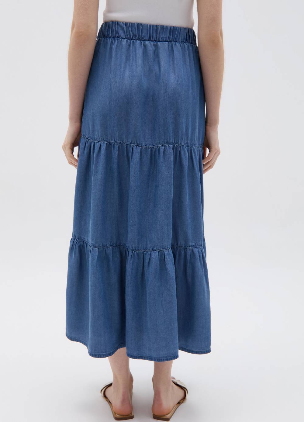 Ovs Gonna lunga effetto denim a balze Soddisfazione Garantita