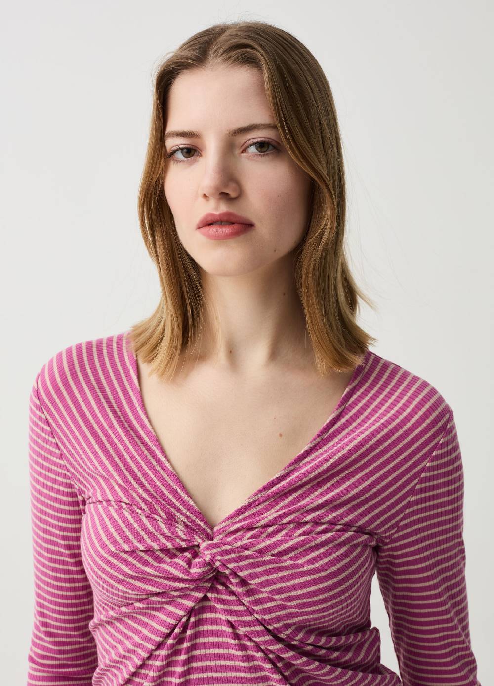 Ovs T-shirt a righe con maniche lunghe e nodo Outlet