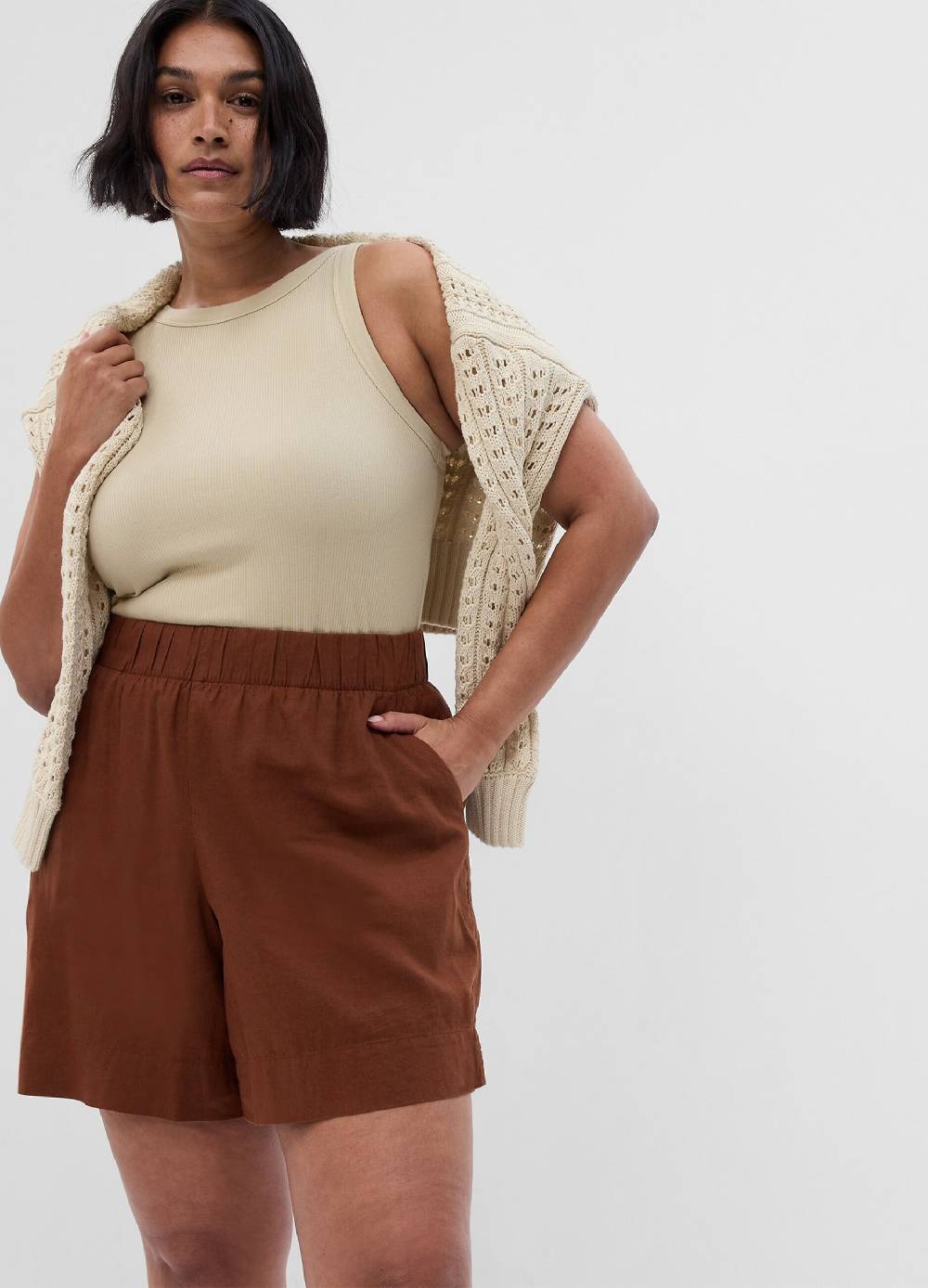 Ovs Shorts pull on in lino e viscosa Hotsell