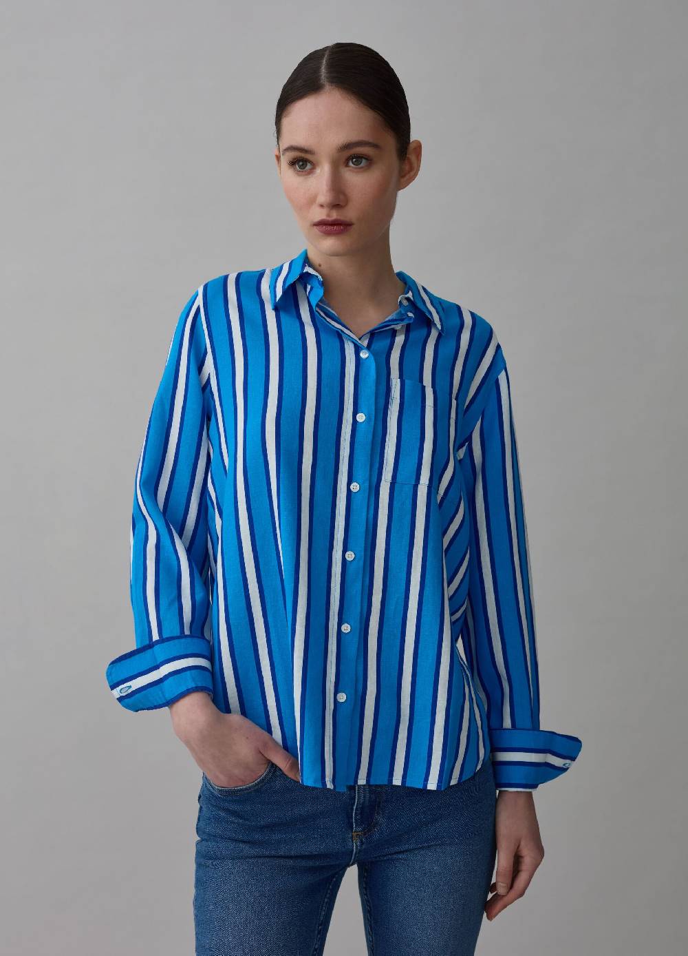 Ovs Camicia in lino e viscosa a righe Negozi Online