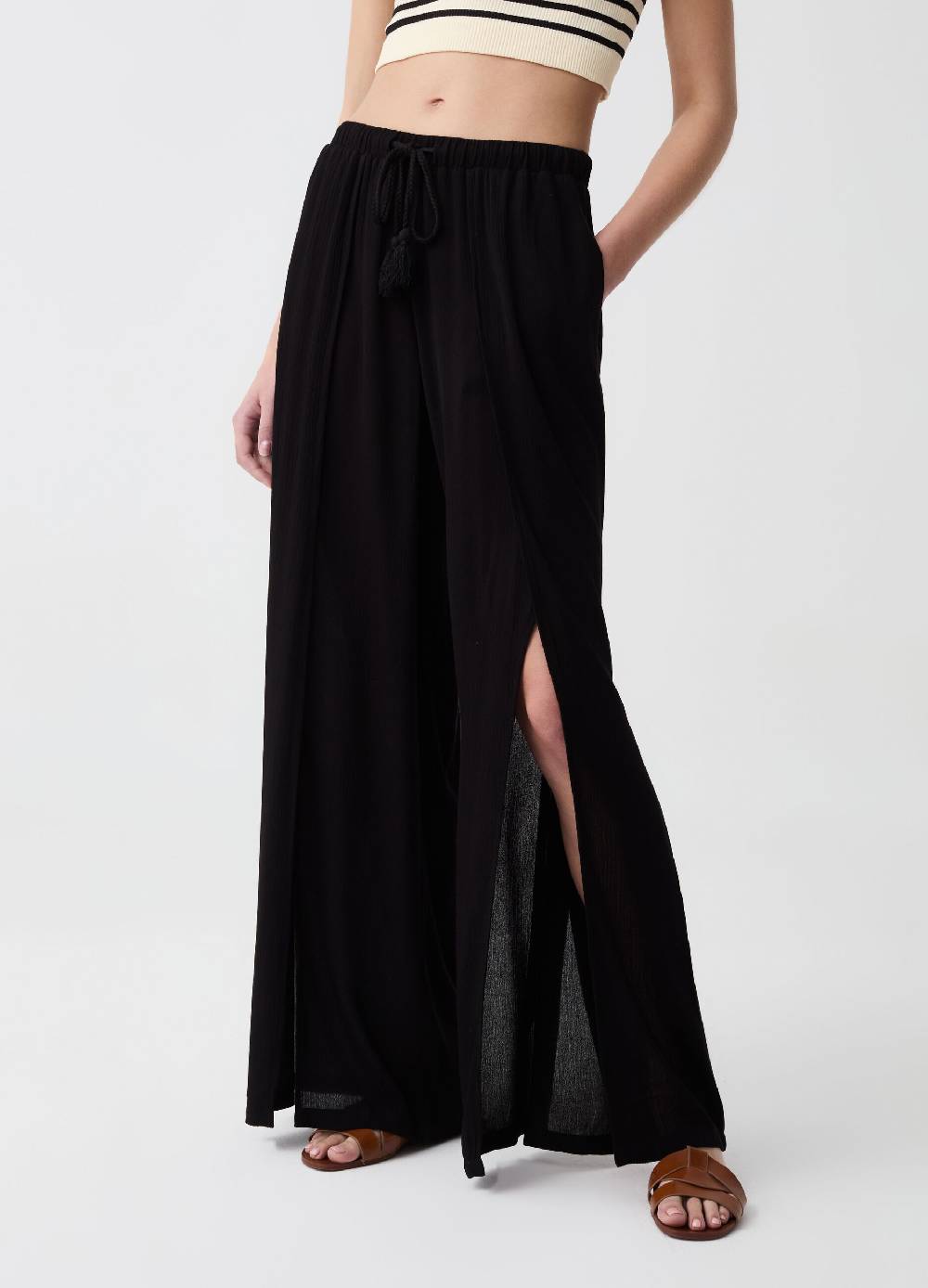 Ovs Pantalone palazzo wide leg con spacchi Saldi