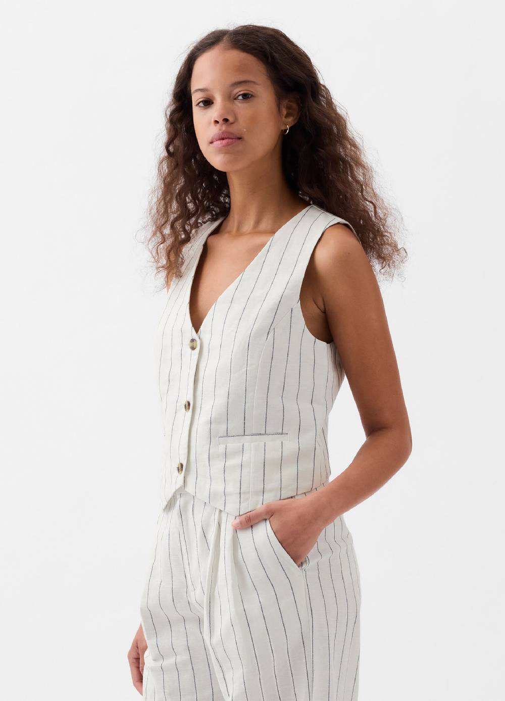 Ovs Gilet in lino e viscosa scollo a V Italia
