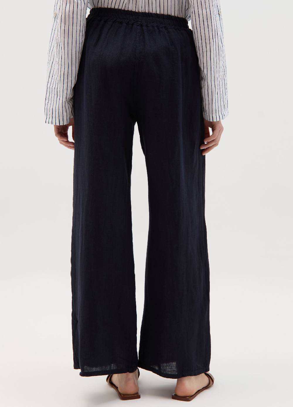 Ovs Joggers wide leg in lino con coulisse Saldi Di Fabbrica
