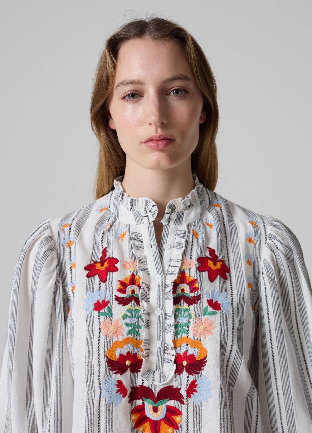Ovs Blusa a righe con fiori ricamati Moda