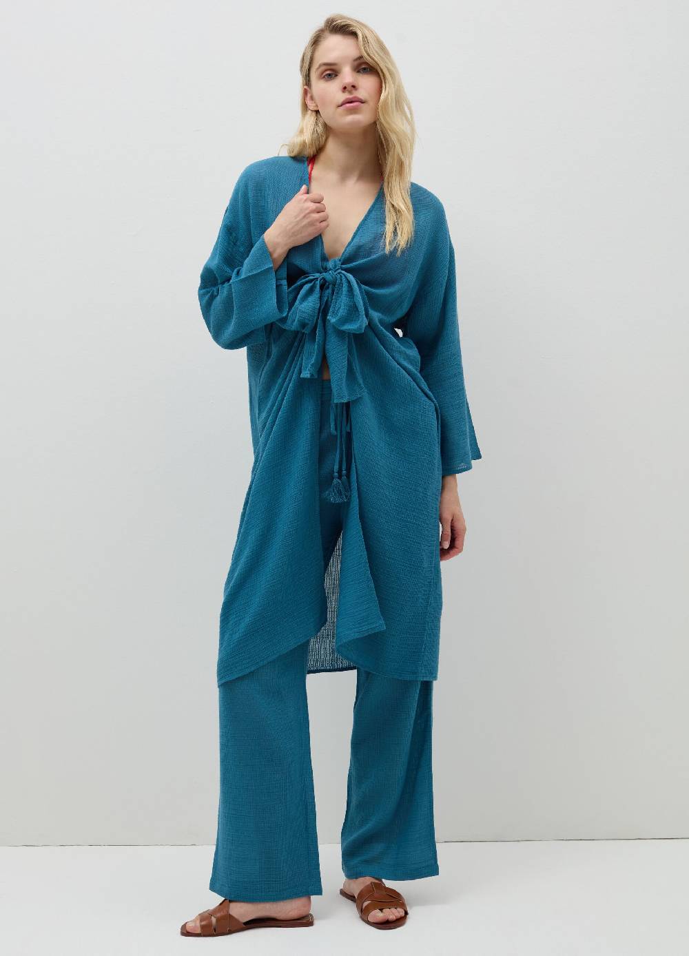Ovs Kimono copri costume scollo a V con nodo Hotsell