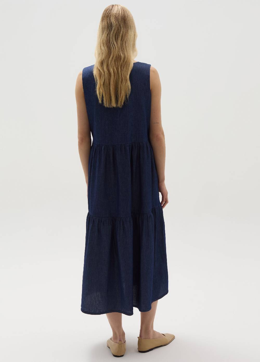 Ovs Vestito lungo in denim a balze Online