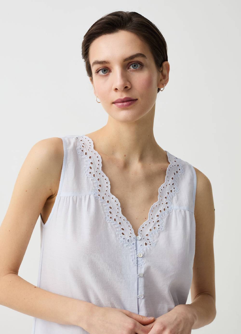 Ovs Camicia da notte con profili in sangallo Liquidazione