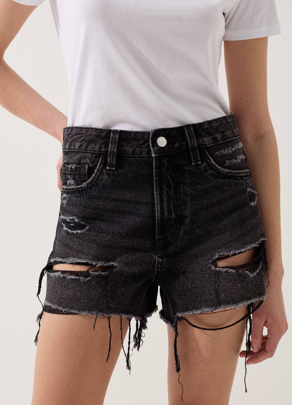 Ovs Shorts in denim con strappi a vita alta Economico