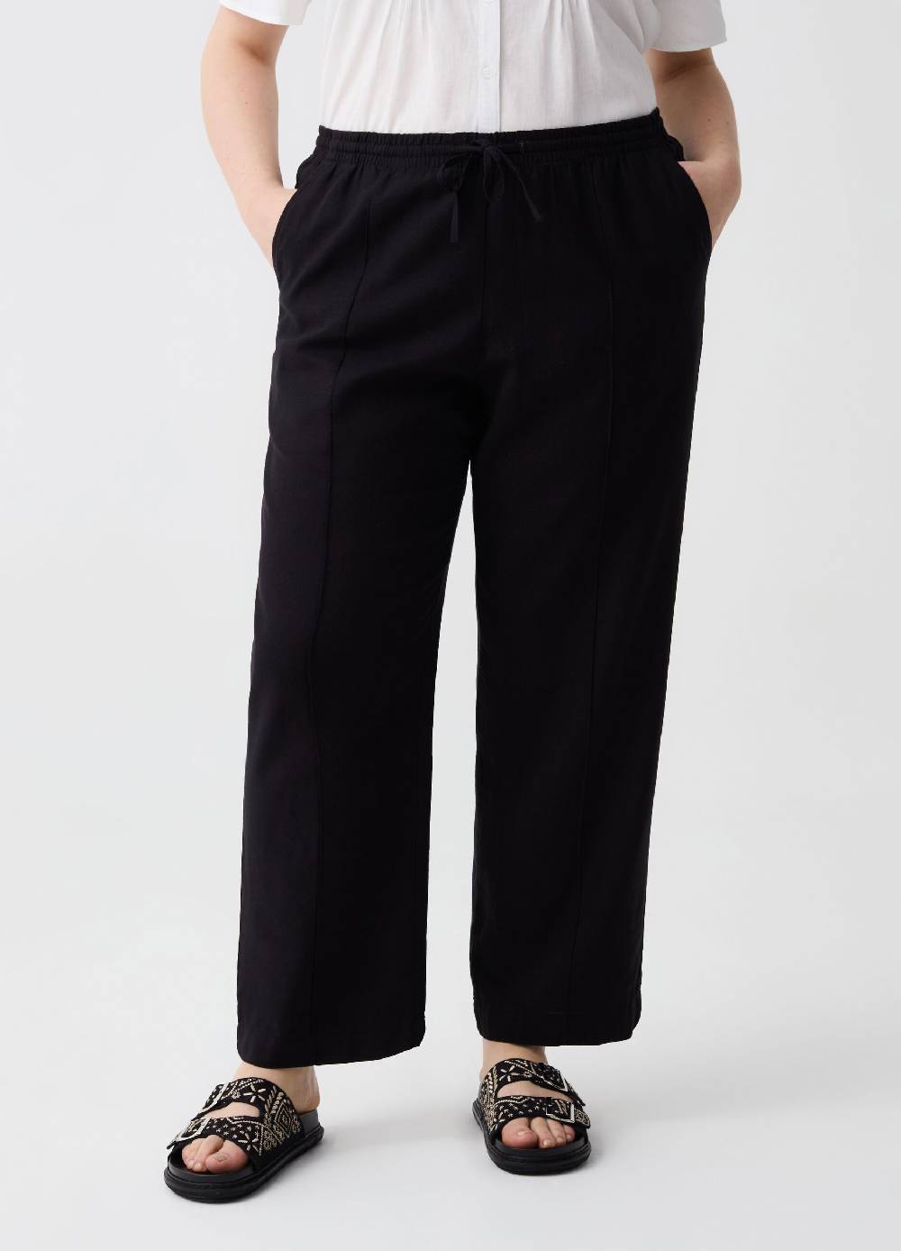 Ovs Pantaloni wide leg in lino e viscosa Curvy Offerte