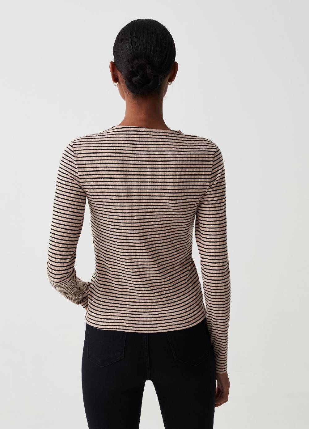 Ovs T-shirt a righe con maniche lunghe e nodo Acquista Ora