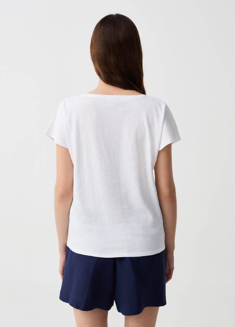 Ovs T-shirt in lino e cotone con scollo a V Economico