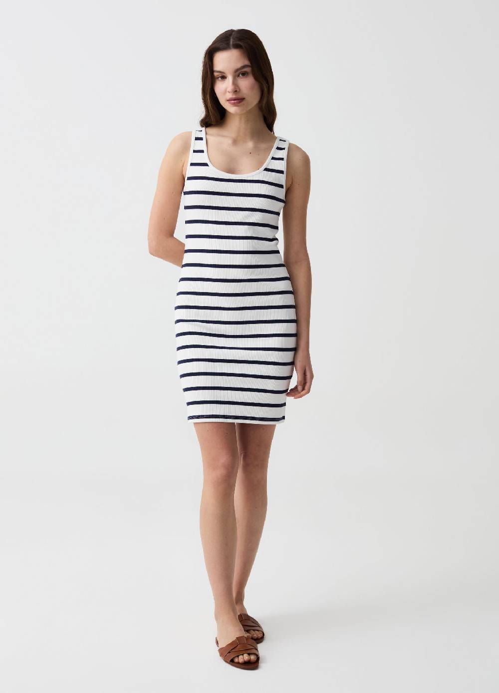 Ovs Vestito Essential corto smanicato a righe Online