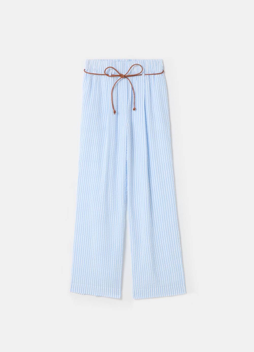 Ovs Pantaloni in seersucker a righe con cintura Rilascio limitato