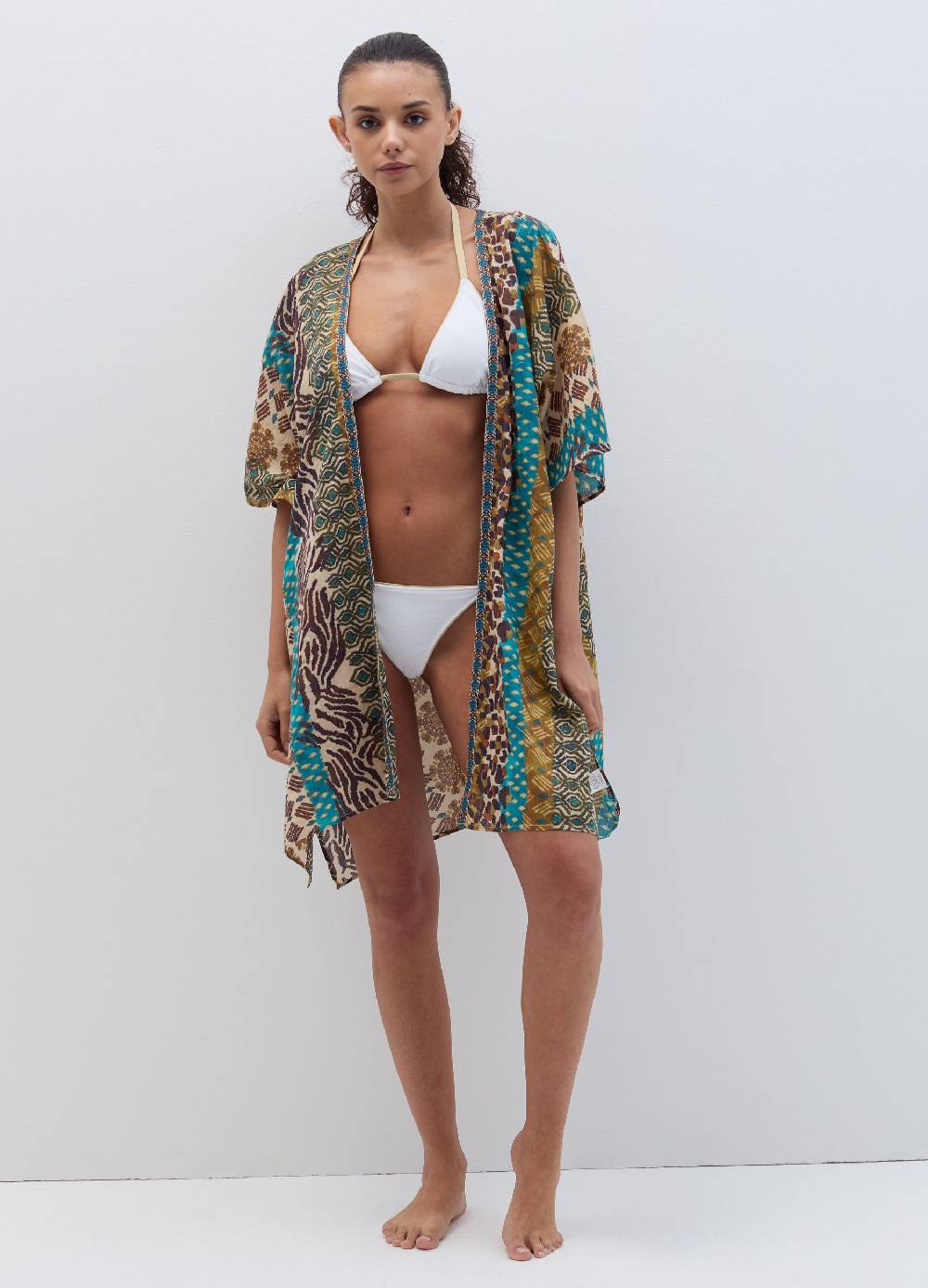Ovs Kimono aperto copri costume stampa esotica Presa