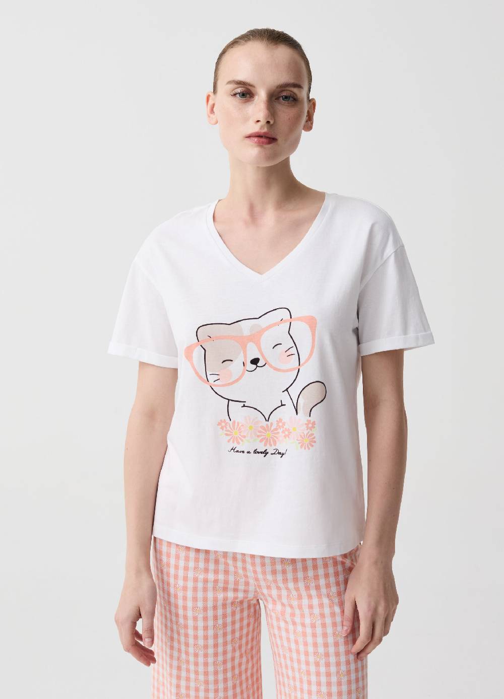 Ovs Pigiama con pantalone pinocchietto vichy Vendita Calda