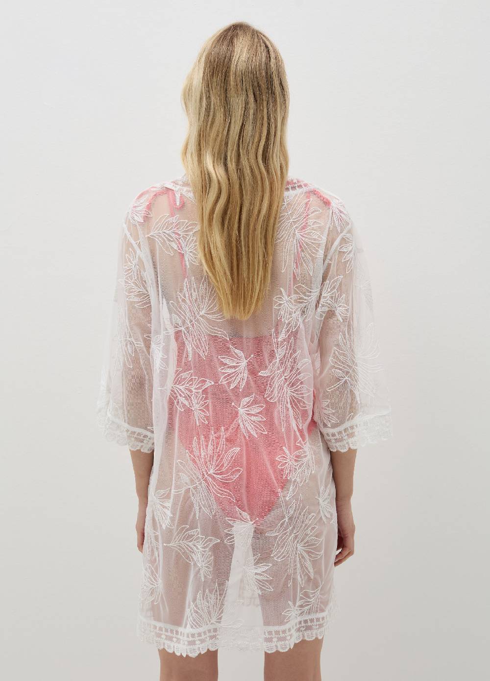 Ovs Kimono copri costume con ricamo foliage Spedizione Gratuita